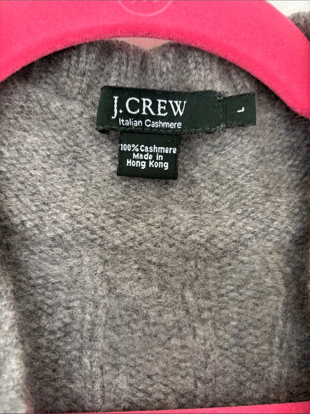 J. Crew Gray Cable-Knit V-Neck Sweater with Cream and Black Trim
